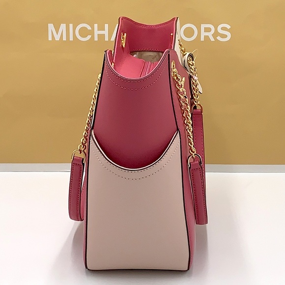 MICHAEL KORS Jet Set Large X Chain Color-Block Saffiano Leather Shoulder… - Picture 7 of 16